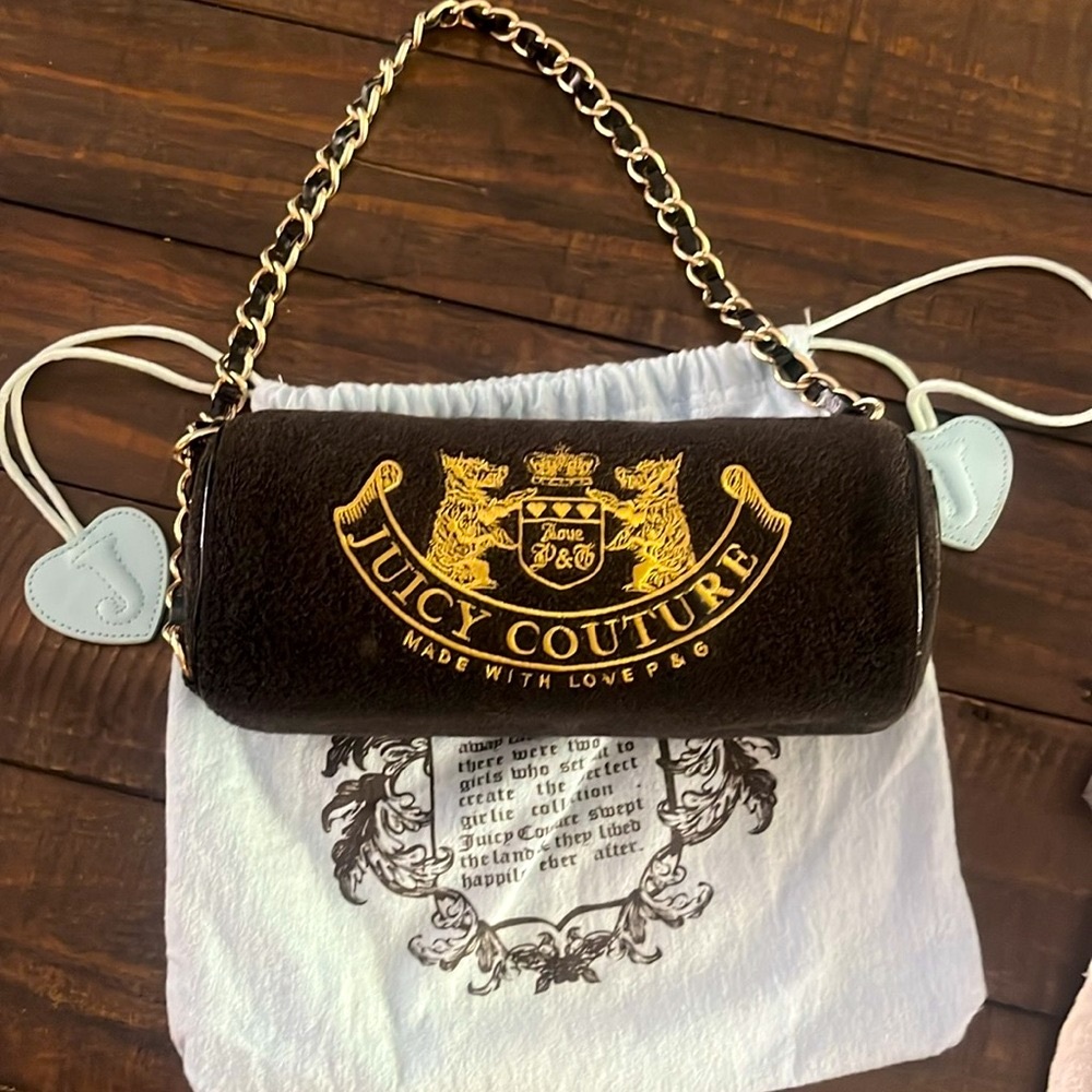 Vintage Juicy Couture Rare P&G Velour Scottie Dogs Once Upon A Time Barrel Bag - Picture 6 of 17